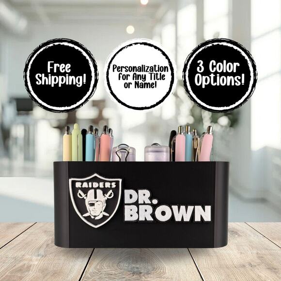 Personalized Las Vegas Raiders Desk Organizer, Raiders Gift, Raiders Accessories - Picture 1 of 7